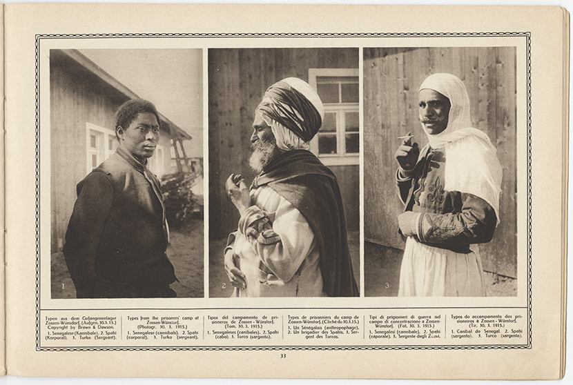 Scan of a periodical page with black and white portrait photographs of three dark-skinned men