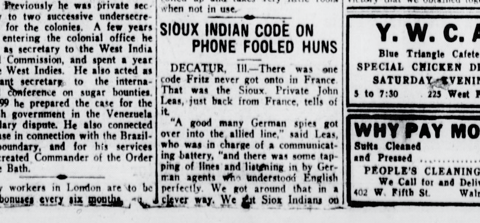 Scan of part of a news item in a vintage newspaper.