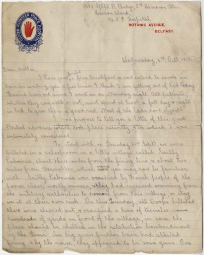 Photograph of handwritten letter